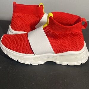 Red Kids Sneakers with White and Yellow Accents Lites Up Size Youth 3